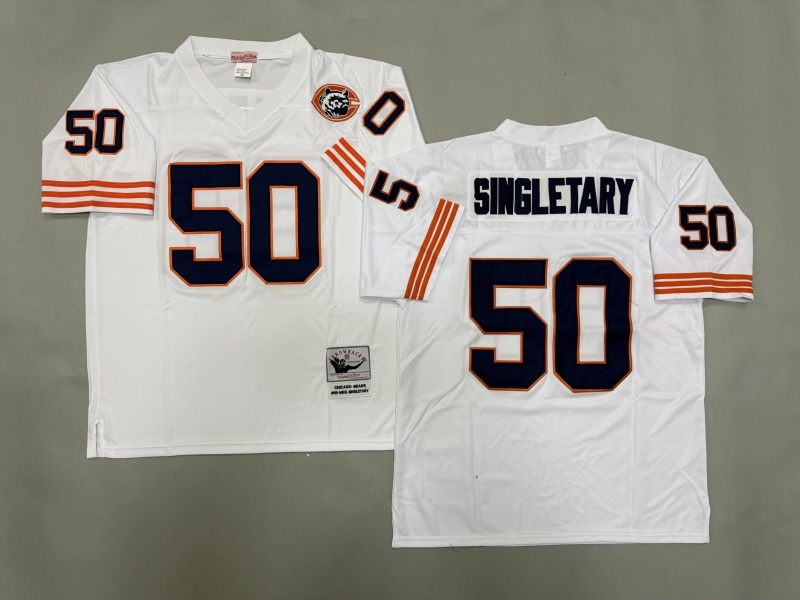 Men 2025 Nike Chicago Bears #50 Singletary White Throwback Limited NFL Jersey style 002